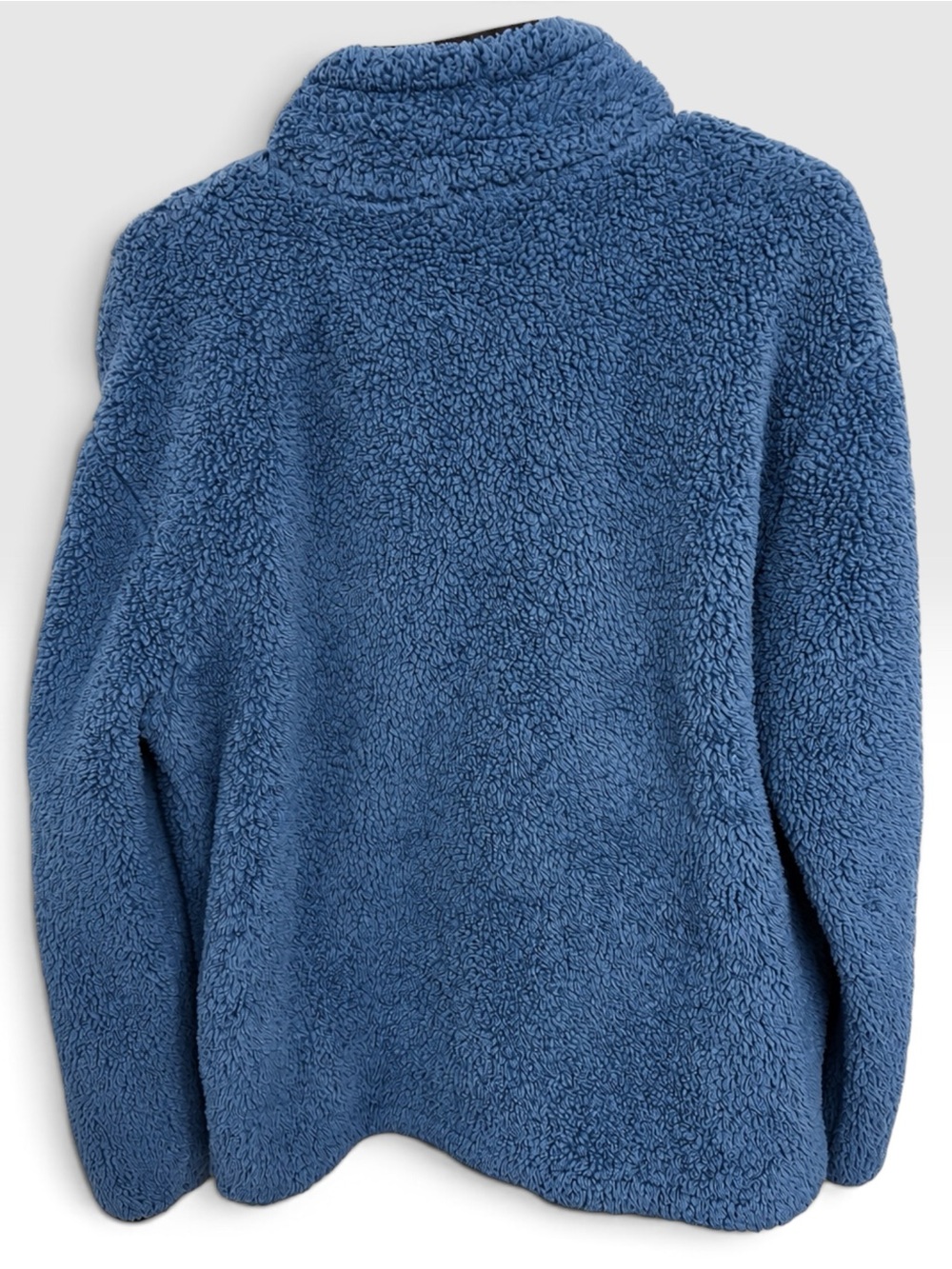 PINK Victoria's Secret Blue Sherpa Fleece 1/4 Zip Pullover Sweatshirt (S) - Picture 3 of 4